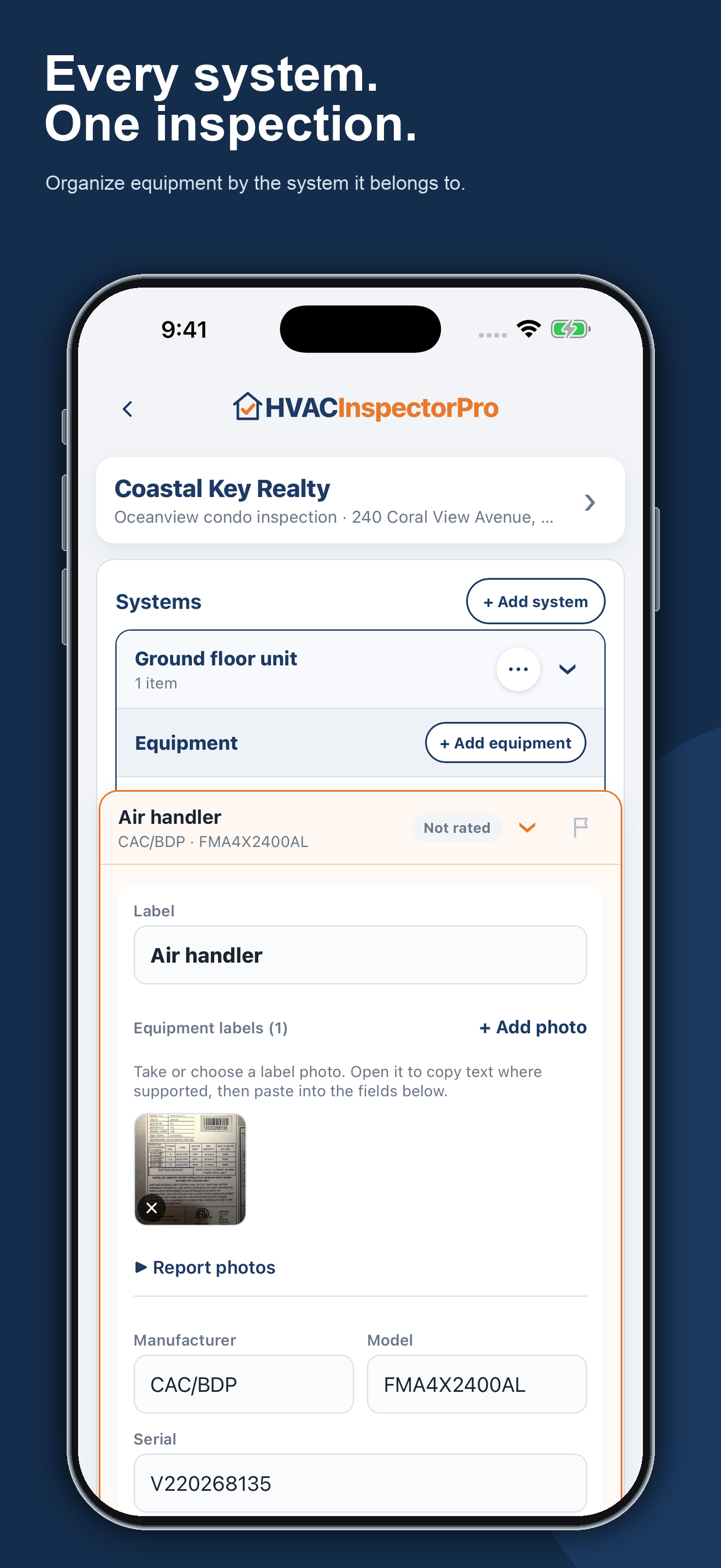 Organize systems within an inspection
