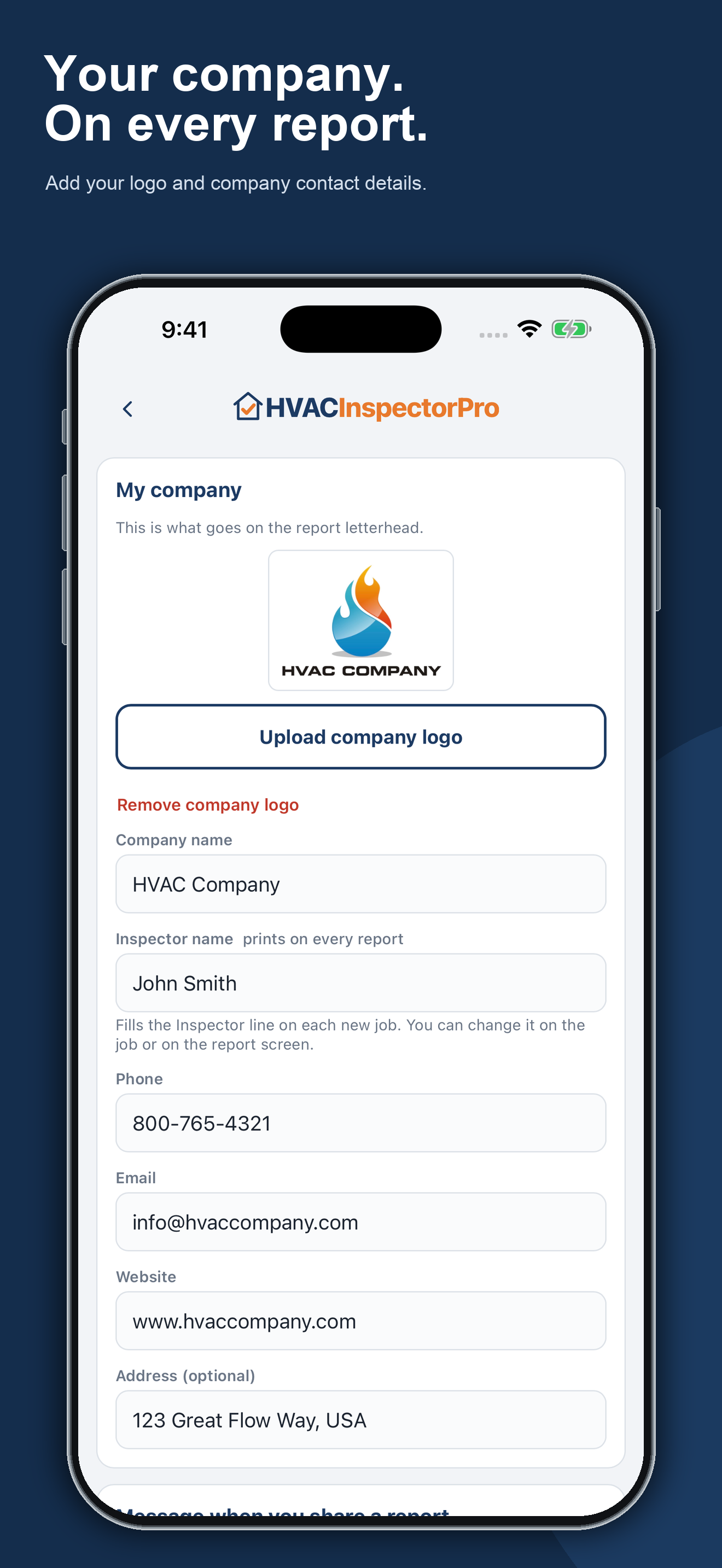 Your company branding